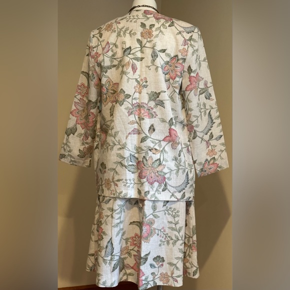 The Villager 80’S Cream Color Floral Print Skirt Set No Button Jacket SZ… - Picture 5 of 16